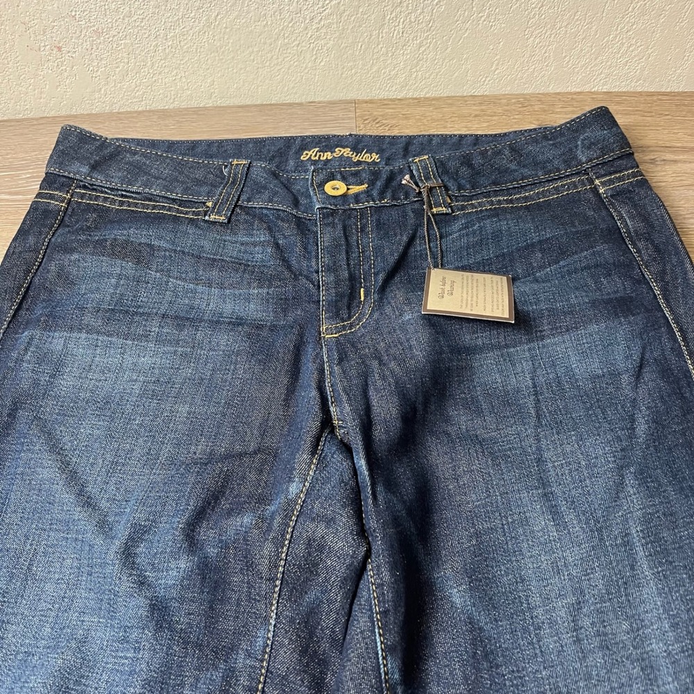 Ann Taylor Jeans Womens 10 Blue Modern Fit Lindsay Waist Straight Leg Dark Wash - Picture 11 of 13